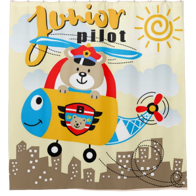 Junior-Pilot-Bär Duschvorhang (Vorderseite)
