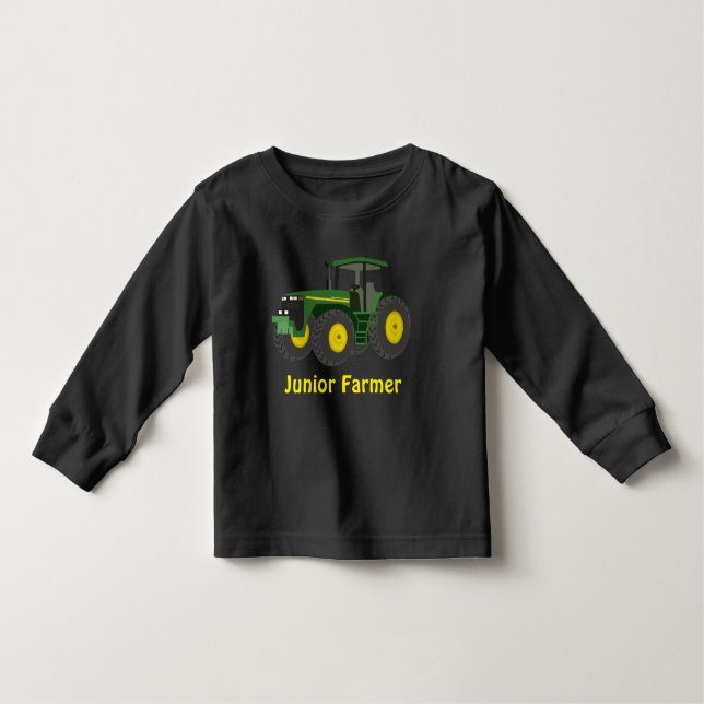 "JuniorBauer" und grüner Traktor Kleinkind T-shirt (Vorderseite)