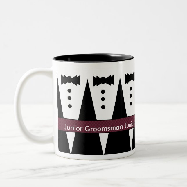 JuniorTrauzeuge-Tasse - Schwarzweiss-Tuxes Zweifarbige Tasse (Links)