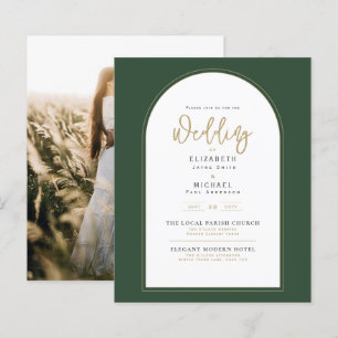 Juniper Green Gold FOTO Hochzeit Einladung BUDGET
