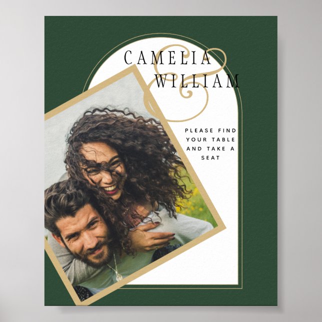 JUNIPER GREEN GOLD FOTO Wedding INVITE Poster (Vorne)