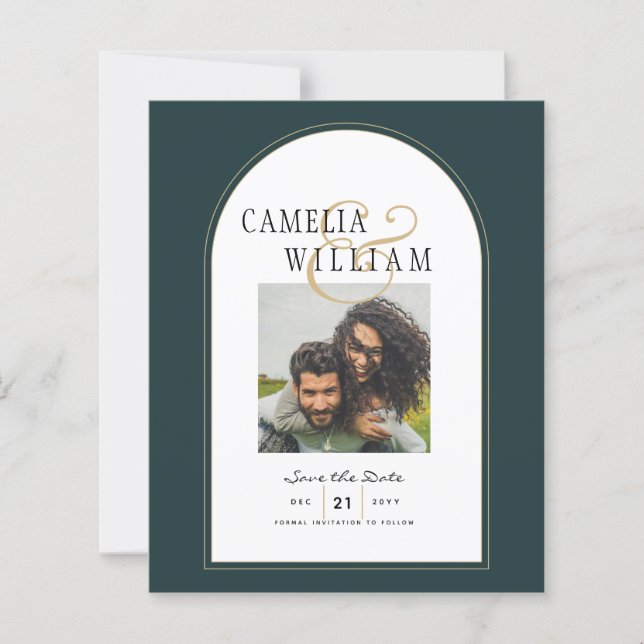 Juniper Green Gold Moderne Hochzeit INVITE QR Code (Vorderseite)