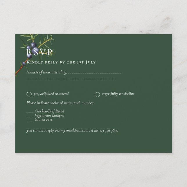 Juniper Green Wedding Postkarte (Vorderseite)
