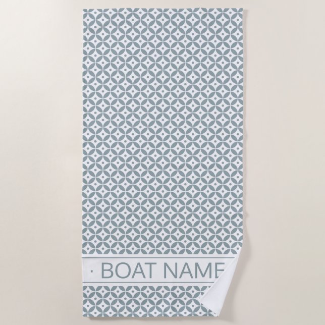 Juniper Green & White Hamptons Stil Personalisiert Strandtuch (Vorderseite)