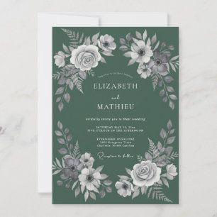 Juniper White Leaf Hochzeit Einladung