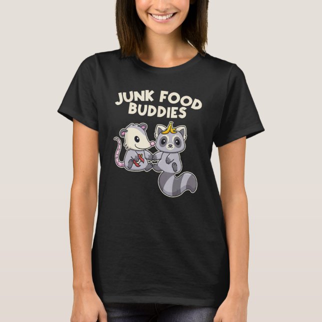 Junk Food Buddies  Trash Raccoon And Opossum T-Shirt (Vorderseite)