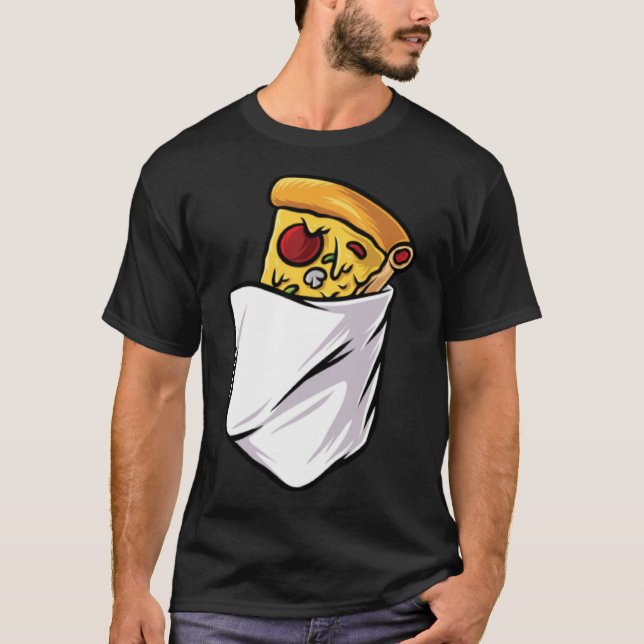 Junk Food Fast Food Pizza-Stück in einer Tasche T-Shirt (Vorderseite)
