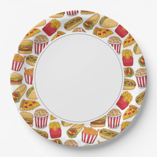 Junk Food Pappteller (Vorderseite)