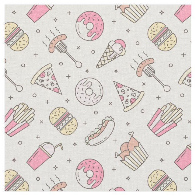 Junk Food Pattern Stoff (Nahaufnahme)