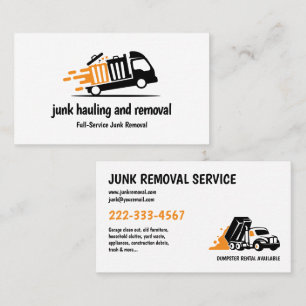 JUNK HAULING TRASH REMOVAL ORANGE BLACK VISITENKARTE