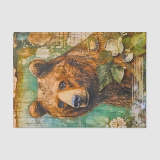 Junk Journal Bear Seidenpapier (Vorderseite)