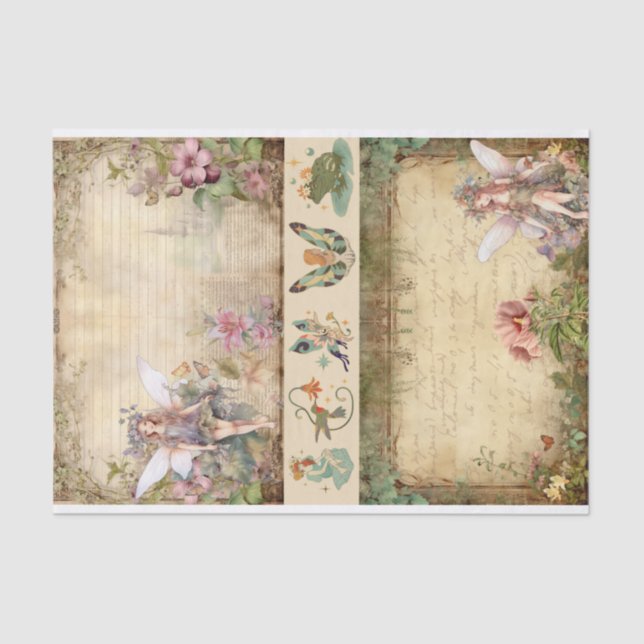 Junk Journal Fairy Collage Seidenpapier (Vorderseite)