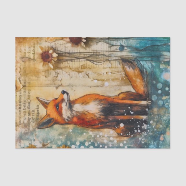 Junk Journal Fox Seidenpapier (Vorderseite)
