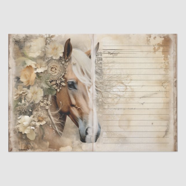 Junk-Journal für Pferde-Shabby Chic Seidenpapier (Vorderseite)