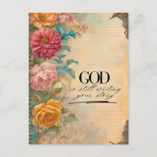 Junk Journal God schreibt noch immer Ihre Geschich Postkarte