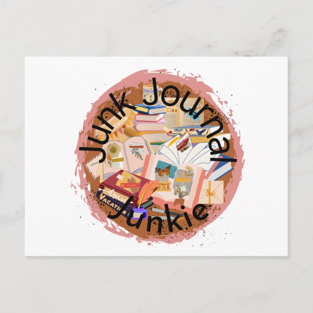 "Junk Journal Junkie" Business Postcard Postkarte (Vorderseite)