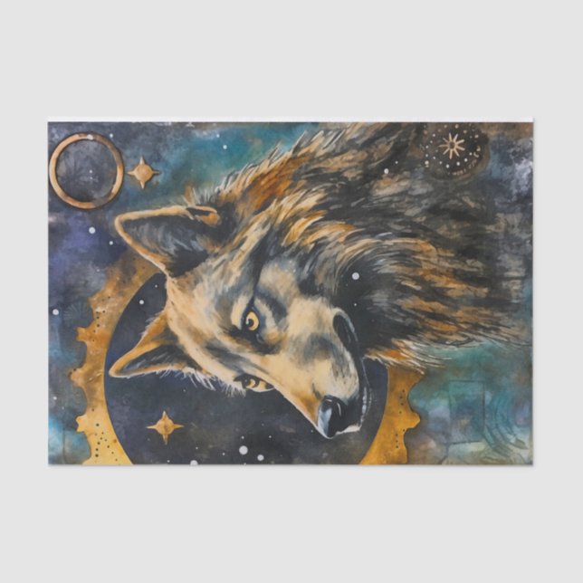 Junk Journal Wolf Seidenpapier (Vorderseite)