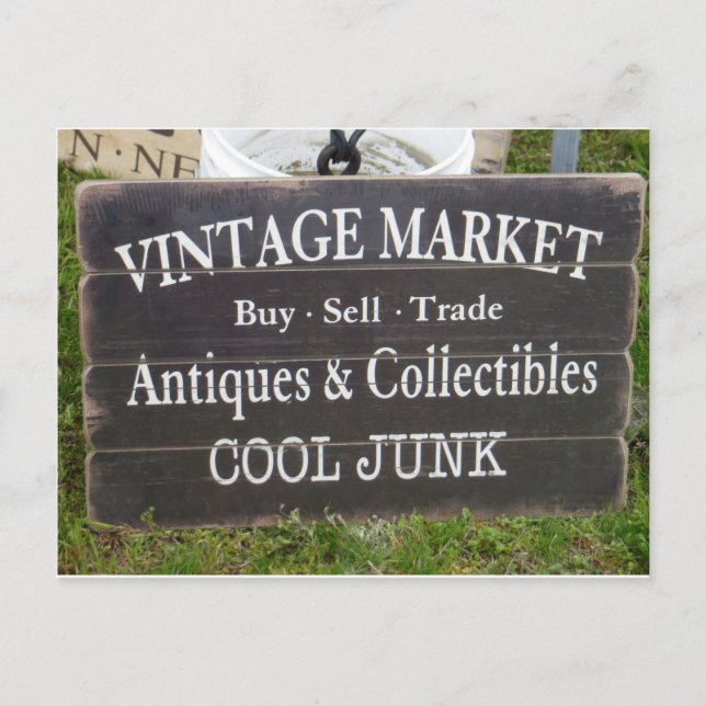 Junk Market Sign Postkarte (Vorderseite)