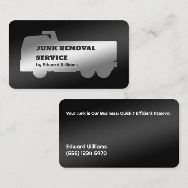 Junk Removal Dump Truck Business Card Visitenkarte (Vorne/Hinten)