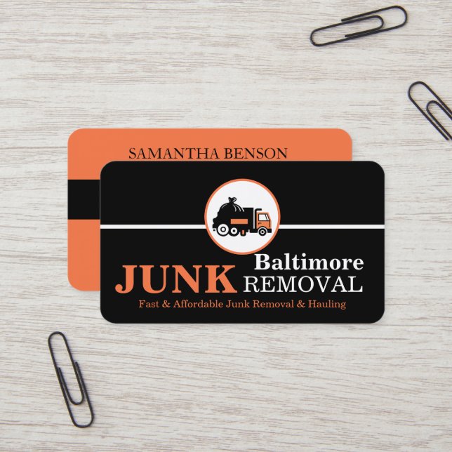 Junk Removal & Hauling Visitenkarte (Vorderseite/Rückseite Beispiel)
