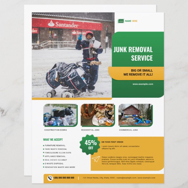 Junk Removal Services Flyer Template (Vorne/Hinten)