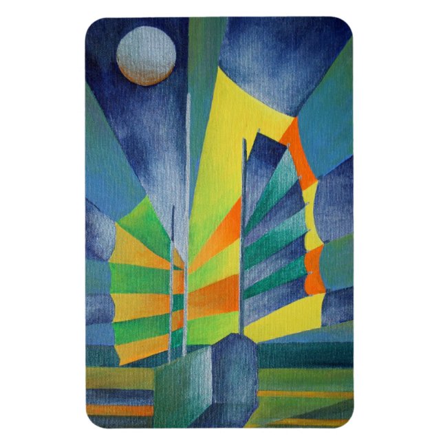 Junk vor dem Hintergrund des Seidenmondes Magnet (Vertikal)