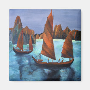 Junks in der absteigenden Drachenbucht Magnet