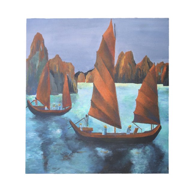 Junks in der absteigenden Drachenbucht Notizblock (Vorderseite)