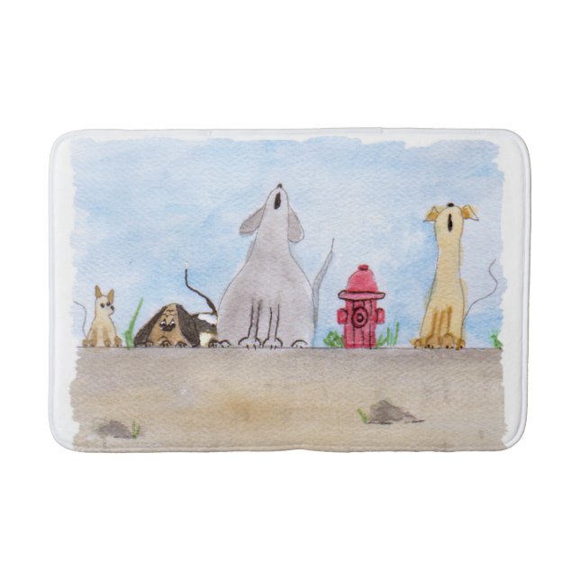 Junkyard-Hunde im Wasserfarbenbereich Bath Mat Badematte (Vorderseite)