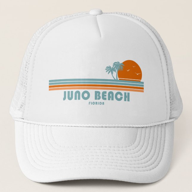 Juno Beach Florida Sun Palm Trees Truckerkappe (Vorderseite)