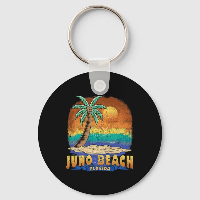 Juno Beach Florida Vintag zerrüttetes Souvenir Schlüsselanhänger (Vorderseite)