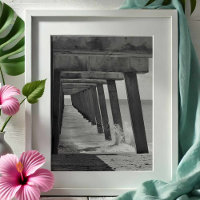 Juno Beach Pier Schwarz-Weiß-Fotografie