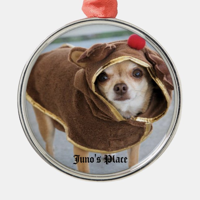 Juno Rotwild-Verzierung Silbernes Ornament (Vorne)