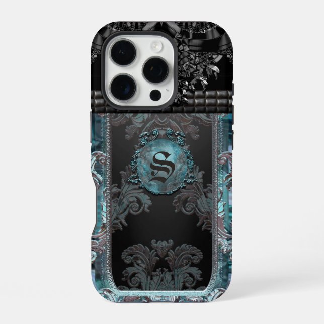 Junobeau Peshfyee  Gothic Einzigartiges Monogramm iPhone Hülle (Rückseite)