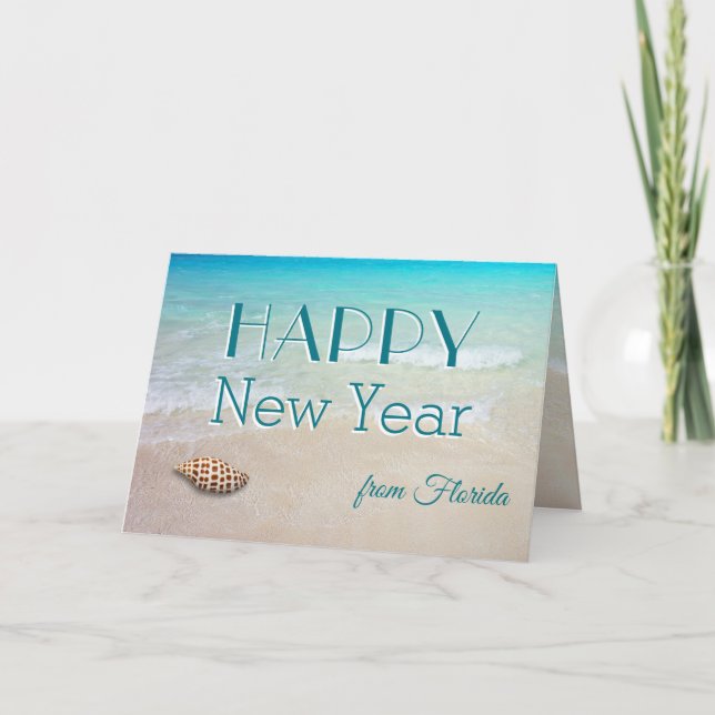 Junonia Beach Happy New Year Holiday Card Karte (Vorderseite)