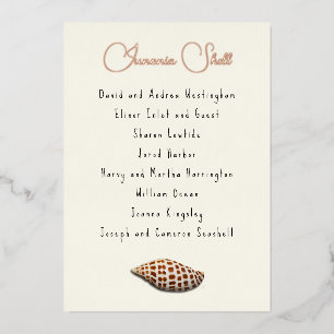 Junonia Seashell Guest List Table Cards Folieneinladung