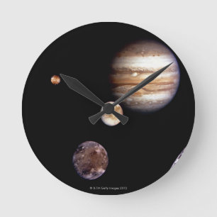 Jupiter and its Moons Runde Wanduhr