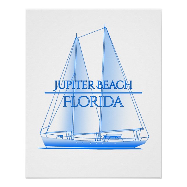 Jupiter Beach Coastal Nautical Sailing Sailor Poster (Vorderseite)