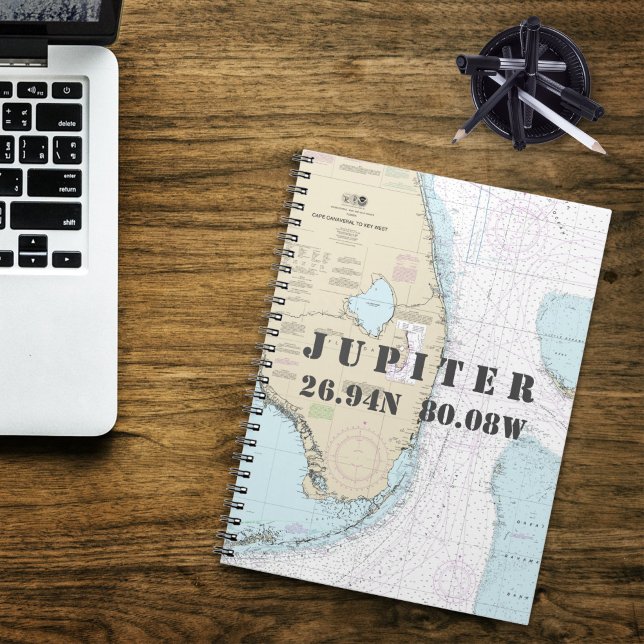 Jupiter FL Breitenlängsdiagramm Notizblock (Jupiter Florida Authentic Nautical Chart Notebook
)