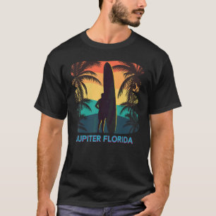 Jupiter Florida Fl Palm Tree Surfbrett Surfer Surf T-Shirt
