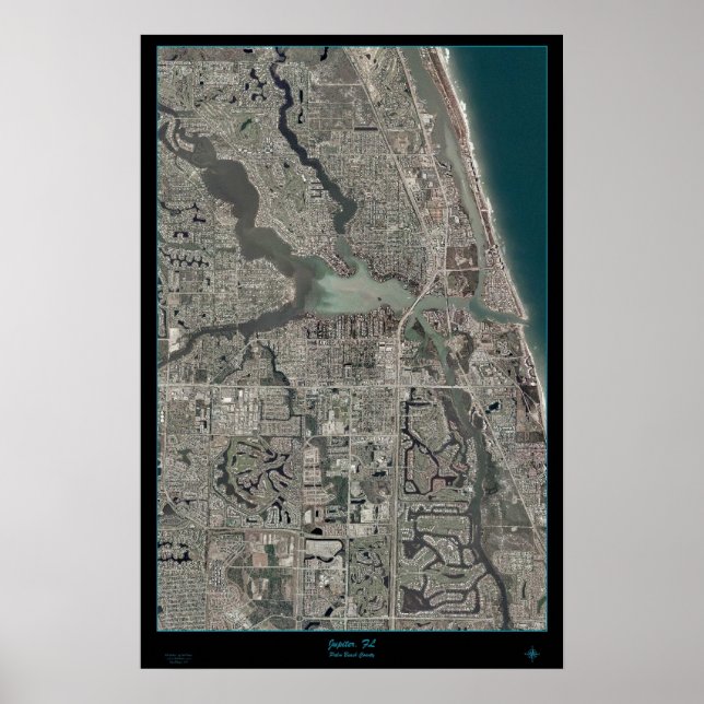 Jupiter, Florida Karte Satellitenposter Poster (Vorne)