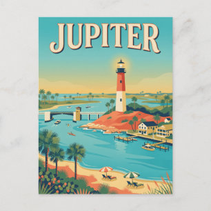 Jupiter Florida Leuchtturm Küsten Vintage Poster Postkarte