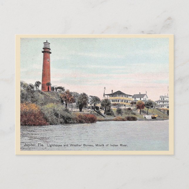 Jupiter Florida Leuchtturm vintage Postkarte (Vorderseite)