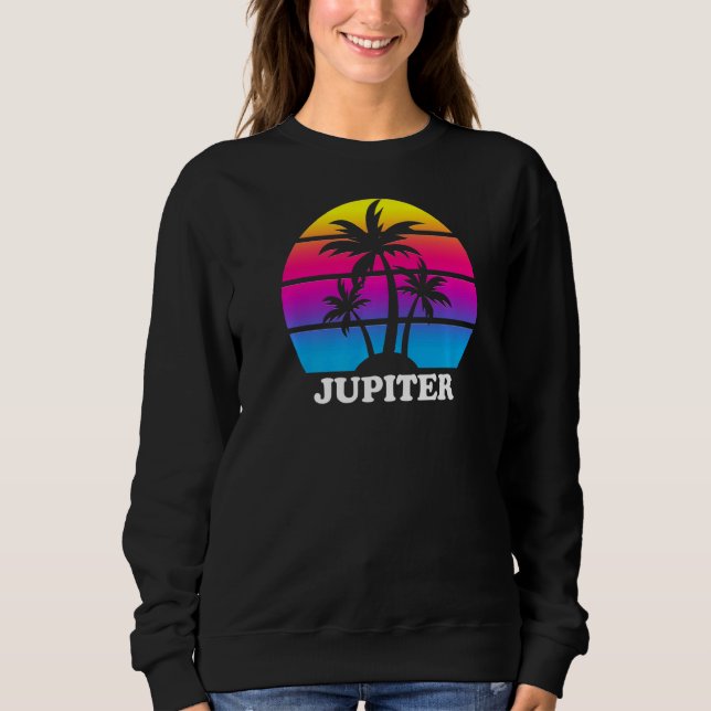Jupiter Florida Retro Palme Tree Sunset Vacation B Sweatshirt (Vorderseite)