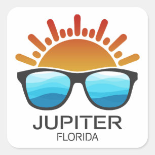 Jupiter Florida Sunglasses Quadratischer Aufkleber
