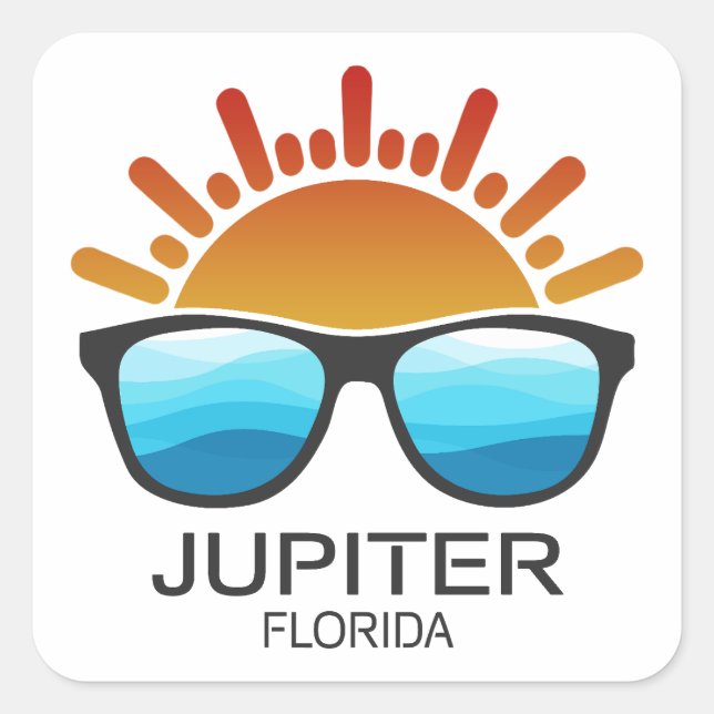 Jupiter Florida Sunglasses Quadratischer Aufkleber (Vorderseite)