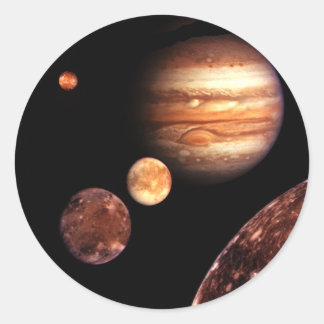Jupiter Galilean Moons Space & Astronomie Geschenk Runder Aufkleber