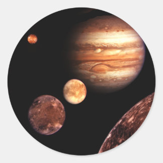 Jupiter Galilean Moons Space & Astronomie Geschenk Runder Aufkleber