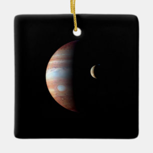 Jupiter Gas Giant Planet & Io Galilean Moon Keramikornament