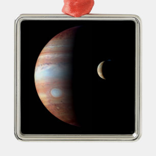 Jupiter Gas Giant Planet & Io Galilean Moon Ornament Aus Metall